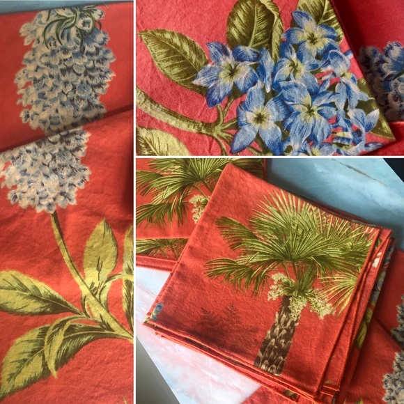Vintage Tropical Cotton Cloth Napkins (Set of 12)